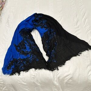 INC blue and black oversized scarf